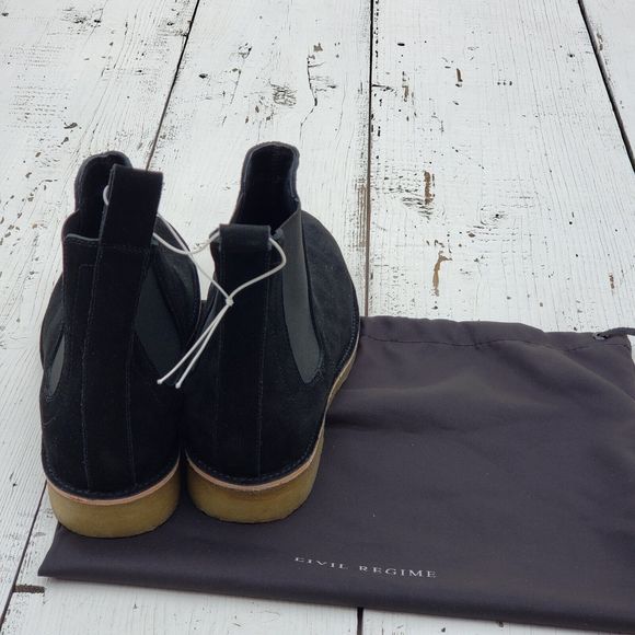 Civil Regime Black Suede Leather Pull On Chelsea Boots Mens Sz 7 Womens 8.5 / 39 main image 6